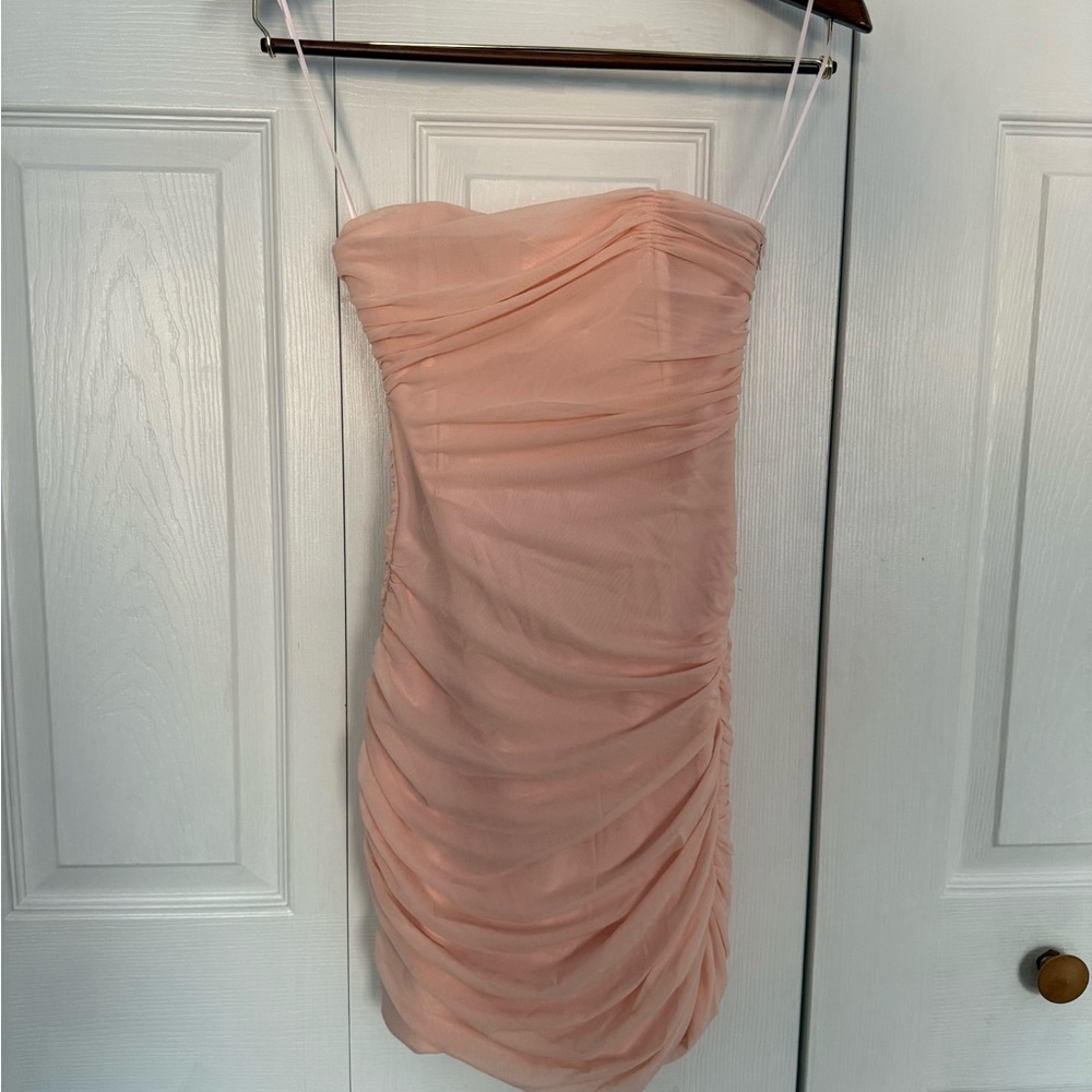 Meshki Strapless Baby Pink Mini Dress